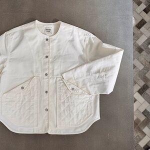 Hermes White Button-Up Jacket with quilted pockets